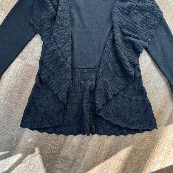 Etcetera Black Cashmere Blend Open Front Cocoon Cardigan Sweater - Picture 3 of 6